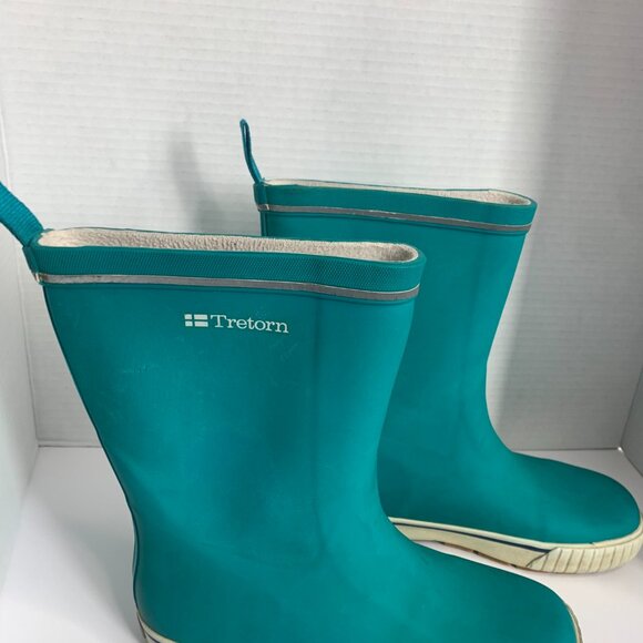 Tretorn Womens Fleece Lined Teal Rain Boots - Picture 3 of 6